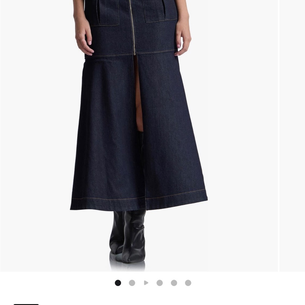 Avec Les Filles Dark Indigo Denim Flare Dress - Picture 5 of 11